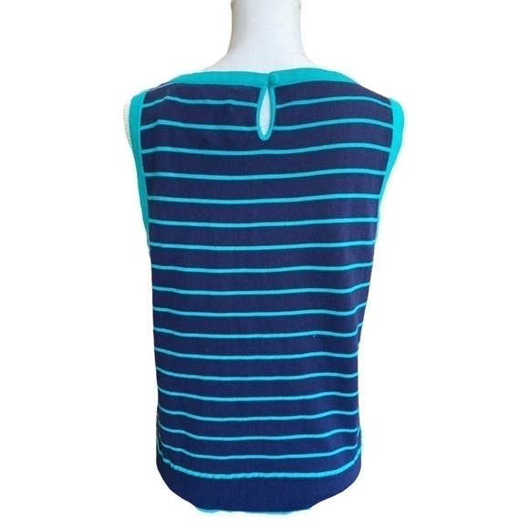 NWT C WONDER Aqua and blue crew neck sleeveless knit top. Size L - Picture 5 of 8